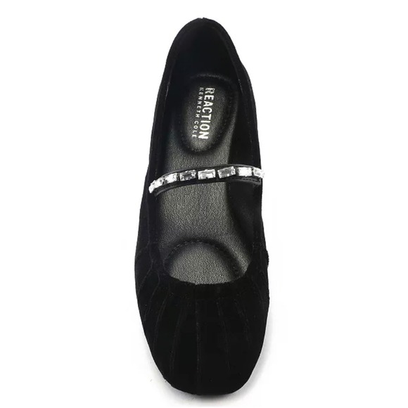 Kenneth Cole Reaction Shoes - Kenneth Cole Reaction Eimar Black Velvet Crystal Mary Jane Ballet Flats 8.5 NEW